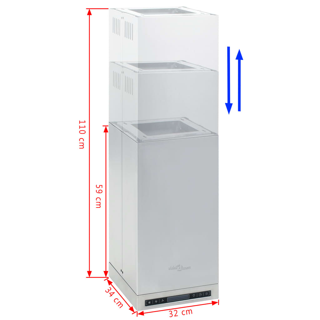NNEVL Island Range Hood LCD Display Touch Sensor 756 m³/h LED