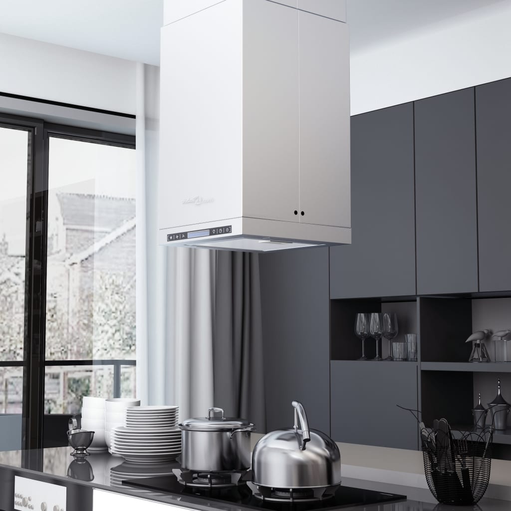 NNEVL Island Range Hood LCD Display Touch Sensor 756 m³/h LED