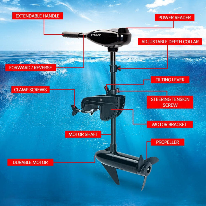 NNEMB 90LBS Electric Trolling Motor Inflatable Boat Outboard Engine Fishing Marine