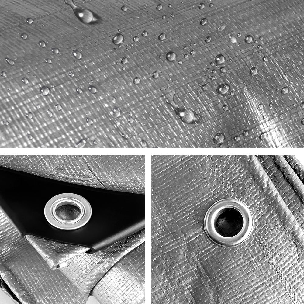 NNEDSZ 3.6x6m Tarp Camping Tarps Poly Tarpaulin Heavy Duty Cover 180gsm Silver