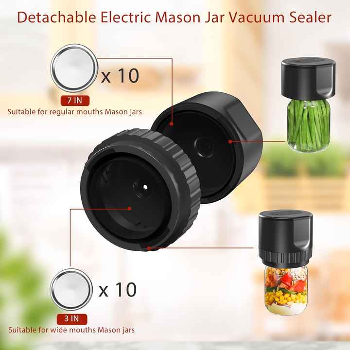 NNEDSZ Black Automatic Electric Mason Jar Vacuum Sealer - Compact Food Preservation Machine with Digital Display
