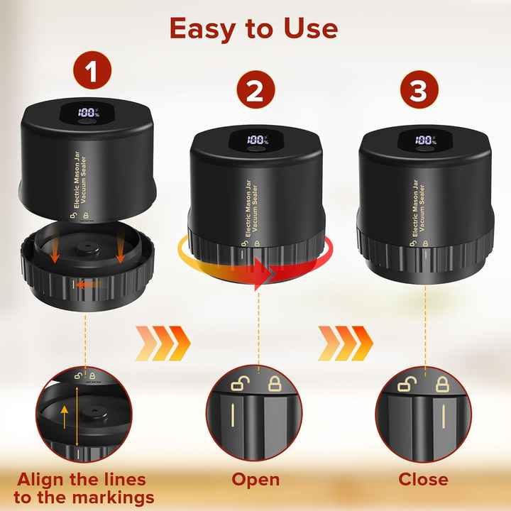 NNEDSZ Black Automatic Electric Mason Jar Vacuum Sealer - Compact Food Preservation Machine with Digital Display