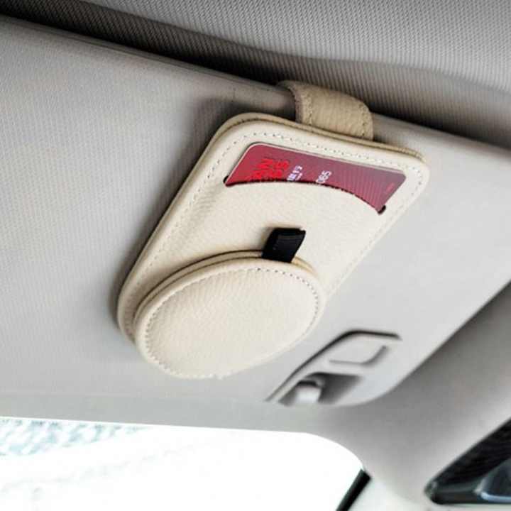 NNEDSZ Grey Multifunctional Car Sun Visor Glasses Clip with Card Holder - Compact and Convenient
