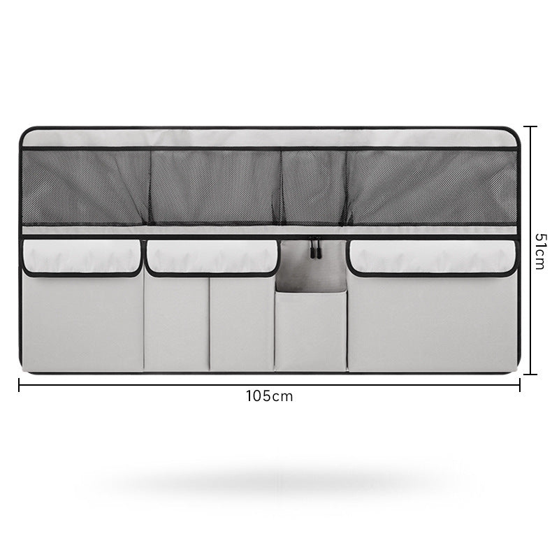 NNEDSZ Grey Car Trunk Storage Bag - Large Capacity Oxford Cloth Multi-Purpose Hanging Organizer with Mesh Pockets and Backseat Storage