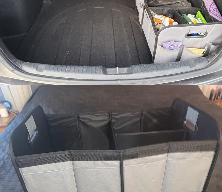 NNEDSZ Foldable Fabric Car Trunk Organizer - Collapsible Storage Box for Vehicle Organization 60x37x31cm