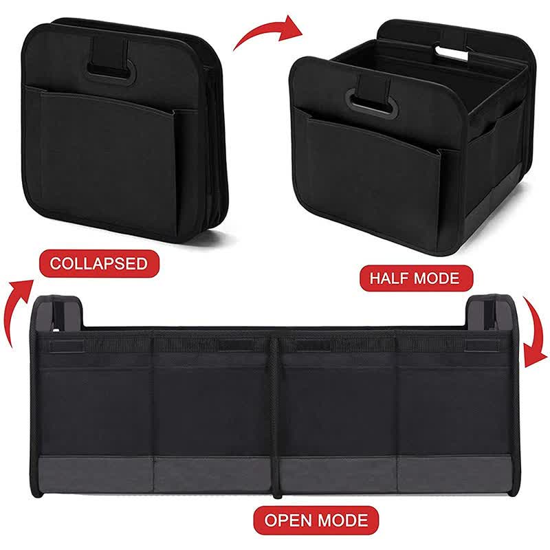 NNEDSZ Foldable Fabric Car Trunk Organizer - Collapsible Storage Box for Vehicle Organization 60x37x31cm